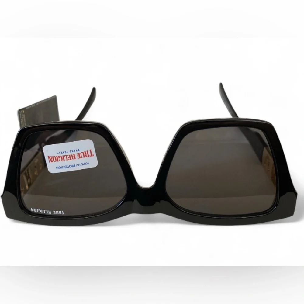 True Religion Black & Gold Cat-Eye Sunglasses